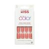 KISS Salon Color Short Square Fake Nails Glossy Solid Pink Guilty 28 Ct.