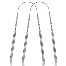 2Pcs Tongue Scraper Cleaner Stainless Steel Dental Fresh Breath Cleaning Oral Tongue Care Tool